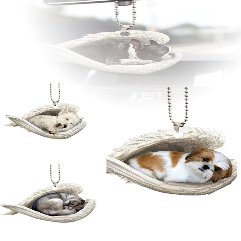Car Accessories Mirror Hanging - Kreatywny Śpiący Aniołek z Skrzydłami, Pamiątka
