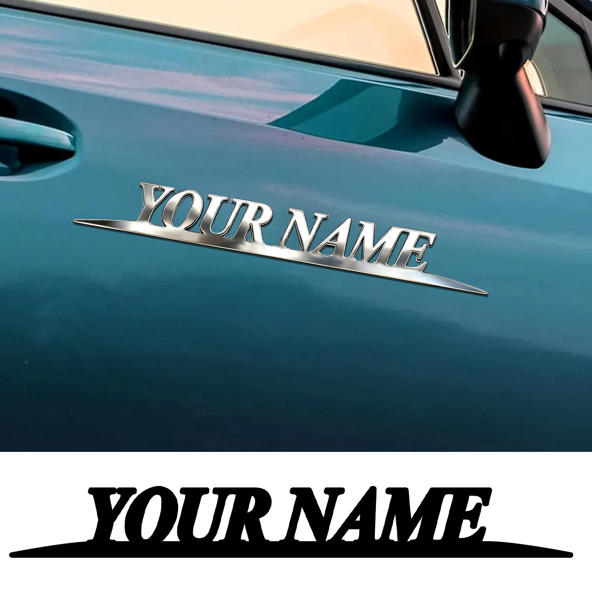 Car Accessories Sticker - Metalowe, modne naklejki z Twoim imieniem,