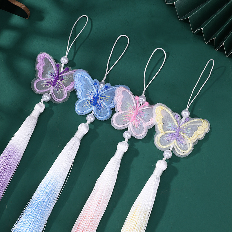 Car Accessories Xmas - Perłowy haftowany motyl z frędzlami, kreatywne