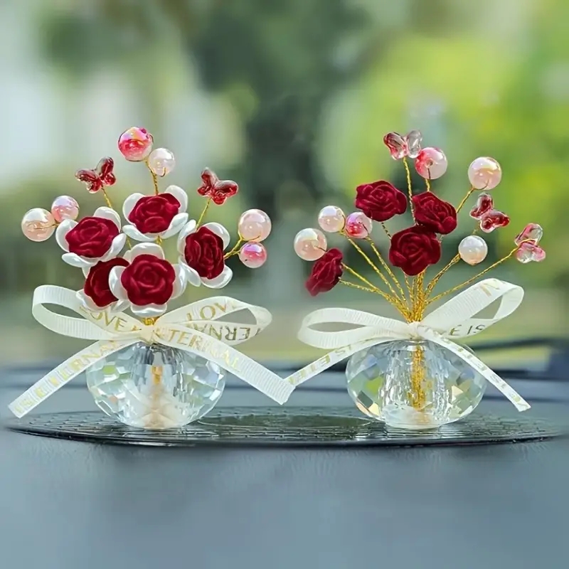 1PC Crystal Glass Rose Dashboa – Car Accessories Xmas recenzja i cena