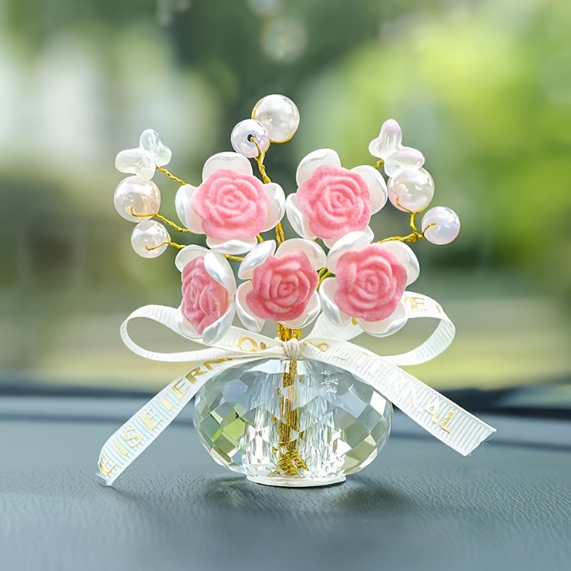 1PC Crystal Glass Rose Dashboa – Car Accessories Xmas recenzja i cena